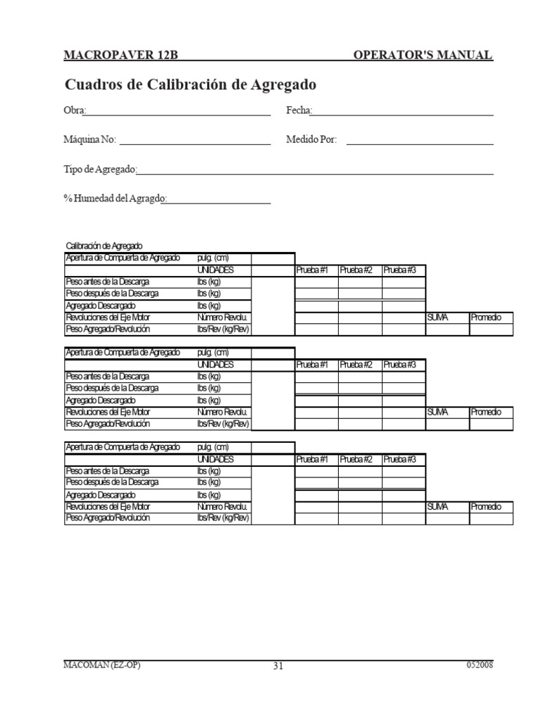 Formato Calibracion VSS | PDF