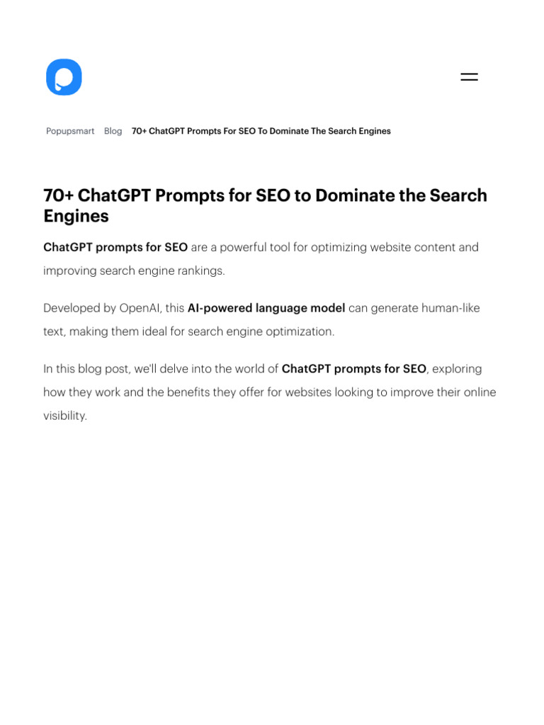 70+ ChatGPT Prompts For SEO To Dominate The Search Engines | PDF