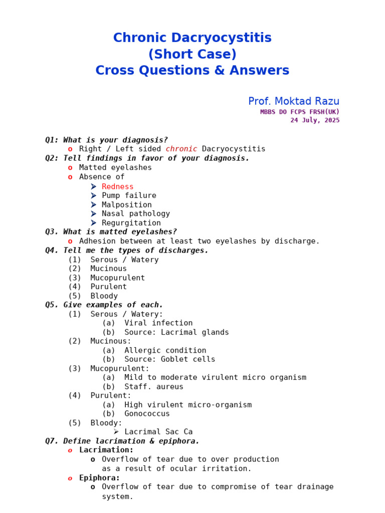 Chronic Dacryocystitis | PDF | Human Nose | Medical Specialties