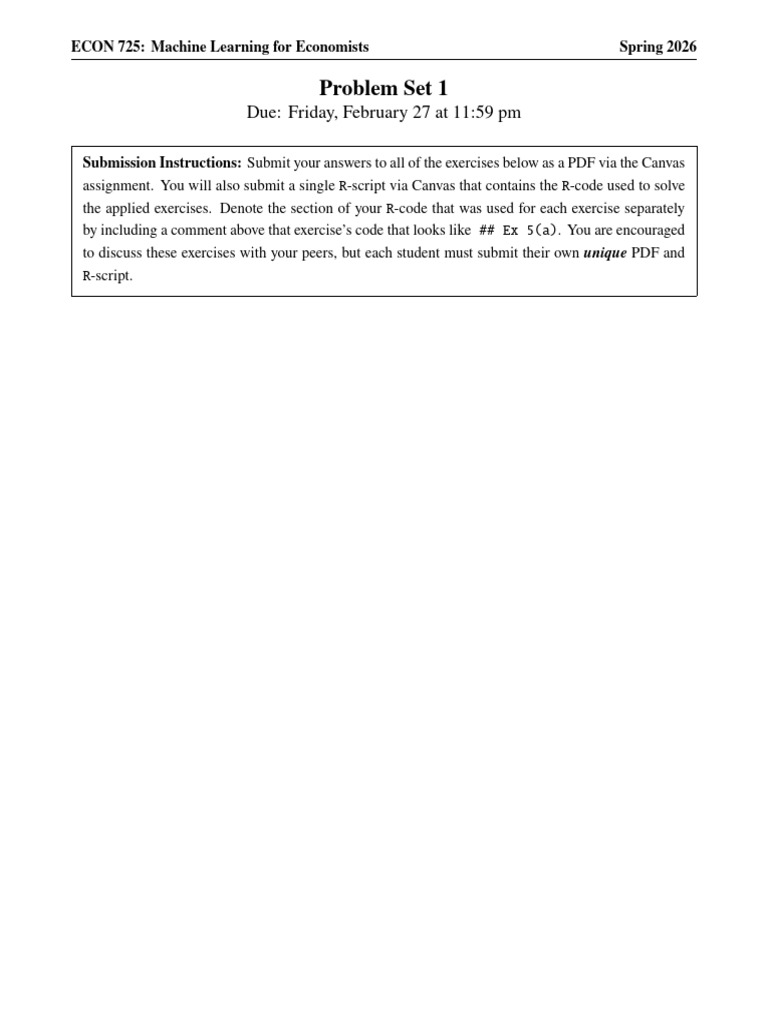 ECON 725 PS1 Solutions | PDF