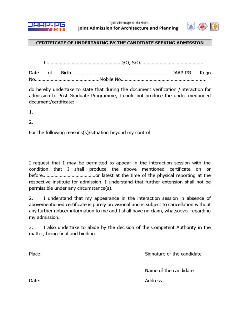 03. Undertaking Form | PDF