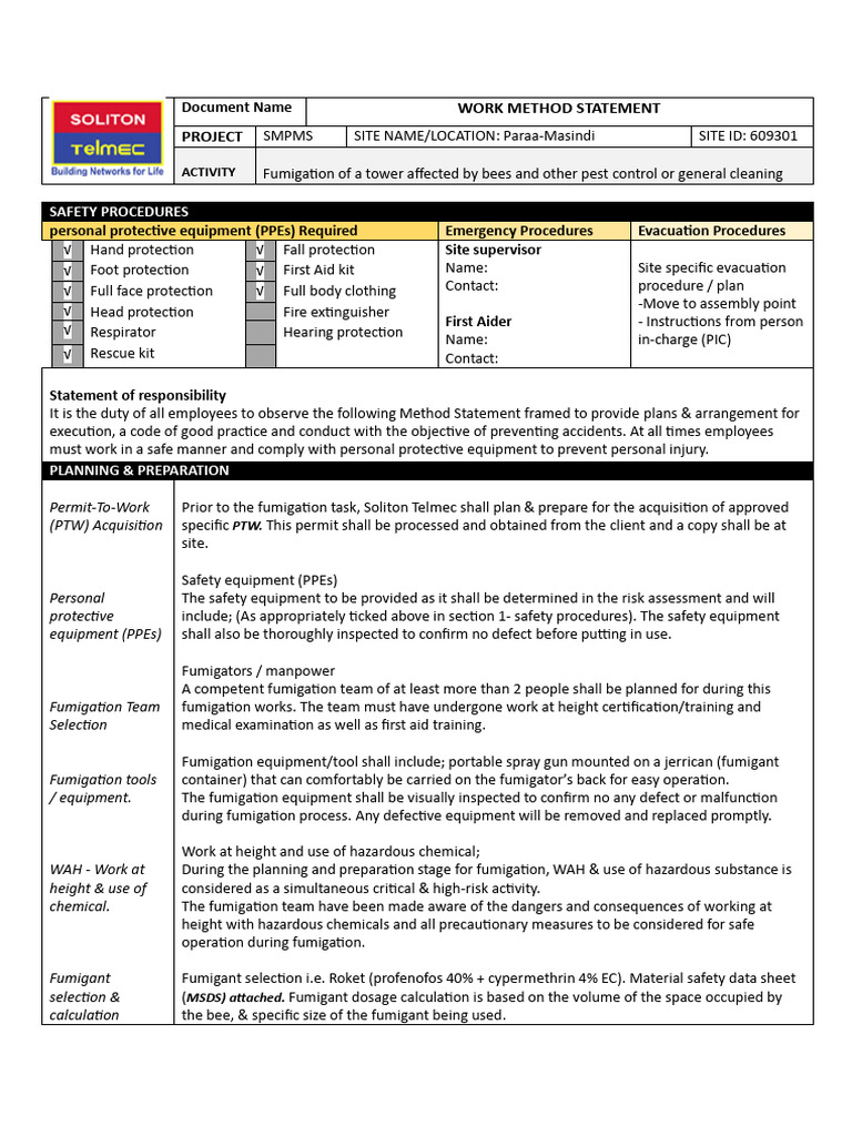 Wms for Tower Fumigation | PDF