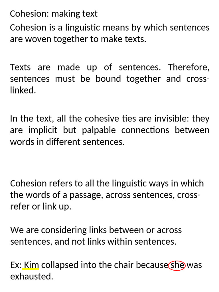 Cohesion (1) | PDF | Adjective | Semantics