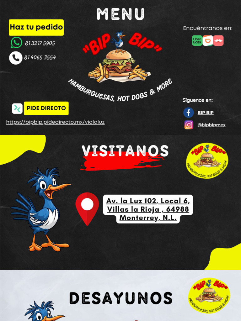 Menu Bip Bip | PDF | Alimentos preparados | Cocina americana