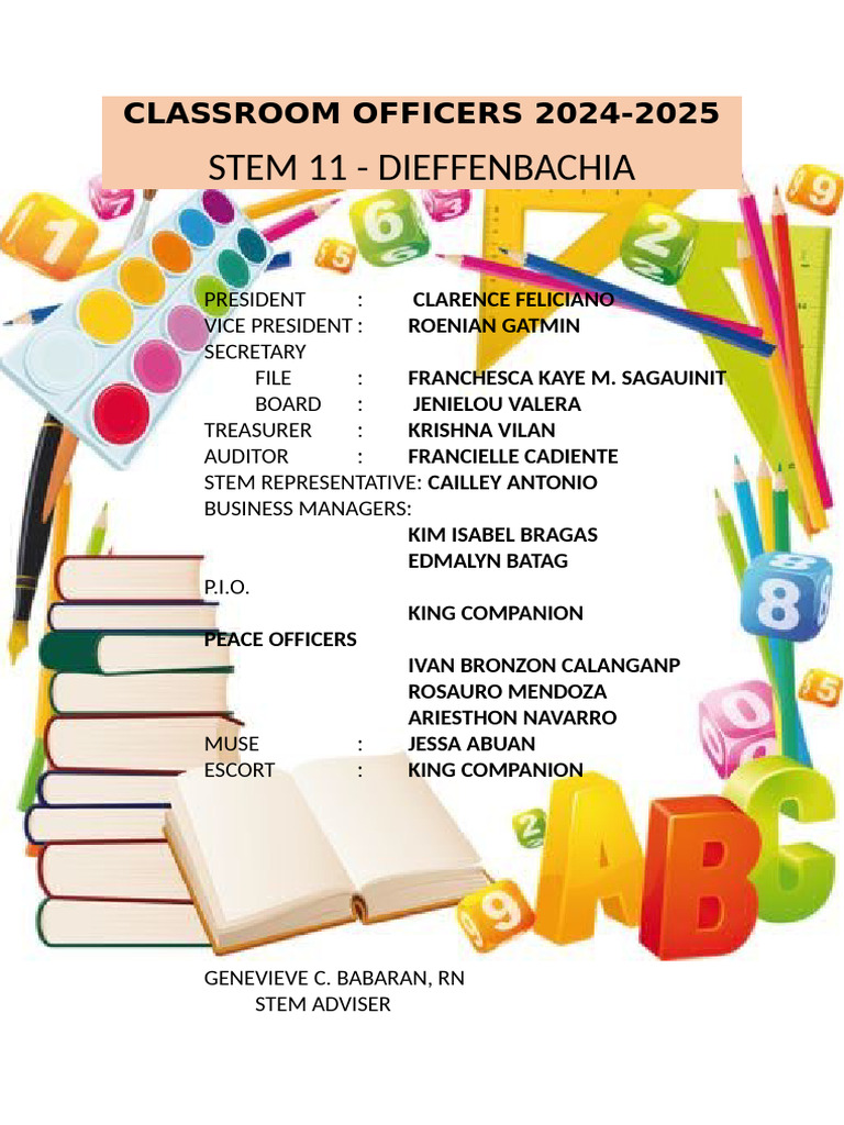 Classroom Officers 2024 | PDF