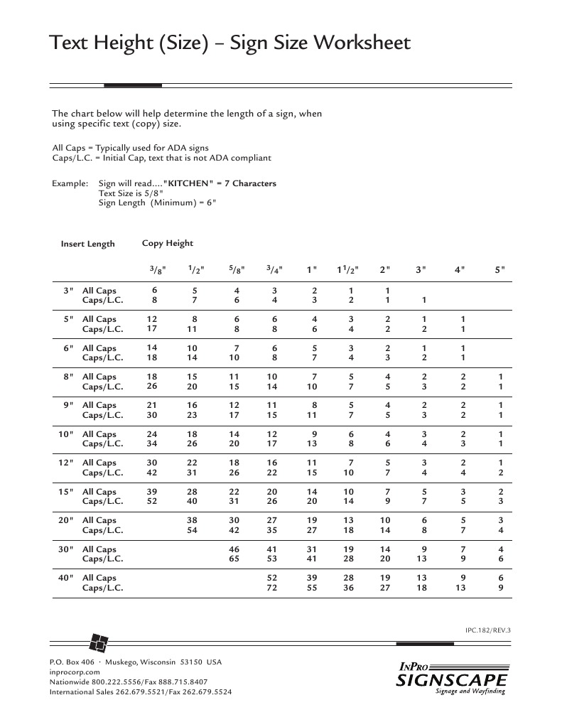 Sign Size and Text Height Guide | PDF