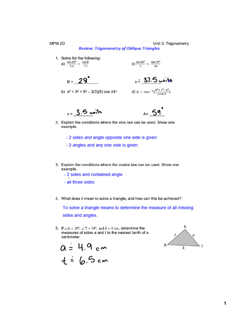 Review - Trig Part II | PDF