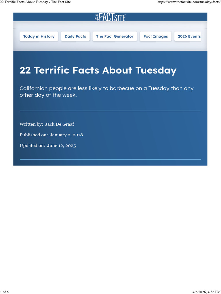 22 Terrific Facts About Tuesday - The Fact Site | PDF