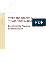 Steps and Stages in Strategic Planning:: Environmental Appraisal: Internal and External Source