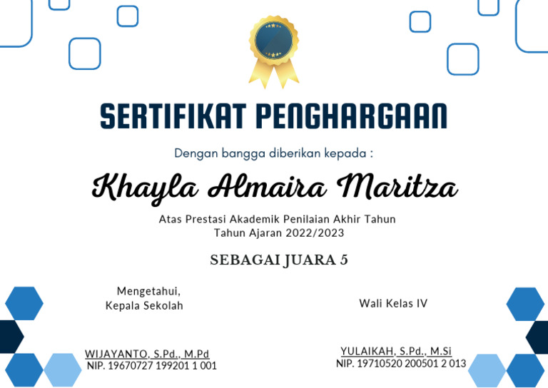 Blue and Yellow Minimalist Employee of the Month Certificate (4) | PDF