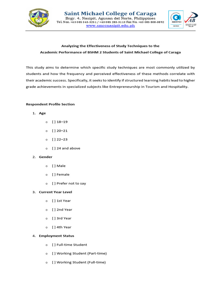 Mini Research Survey Questionnaire Draft | PDF