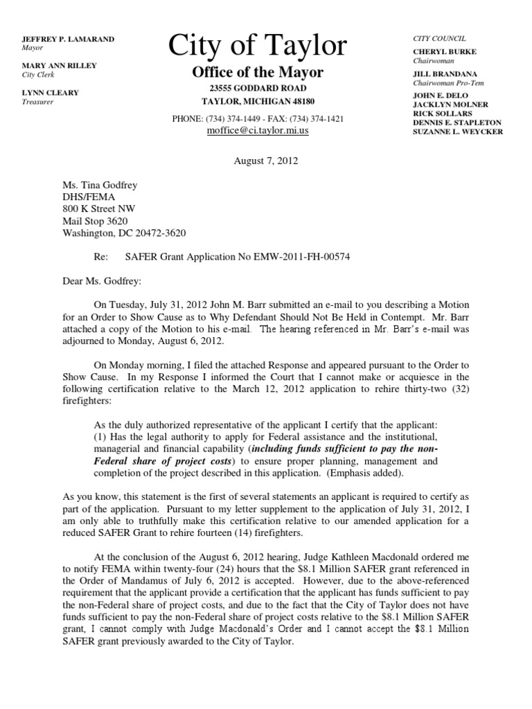 FEMA Denial Letter August 7 Federal Emergency Management Agency 