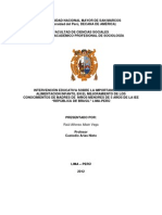 Intervención Educativa Sobre La Importancia de La Alimentacion Infantil en El Mejoramiento de Los Conocimientos de Madres de Niños Menores de 5 Años de La Iee "República de Brasil" Lima-Perú