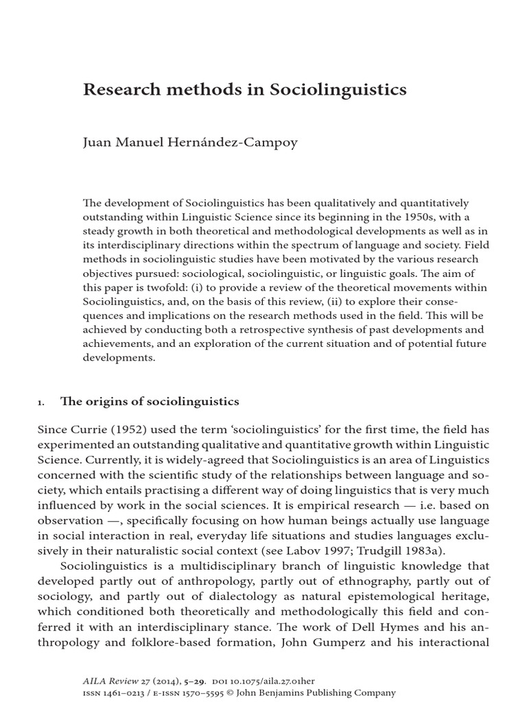 Research Methods in Sociolinguistics | PDF