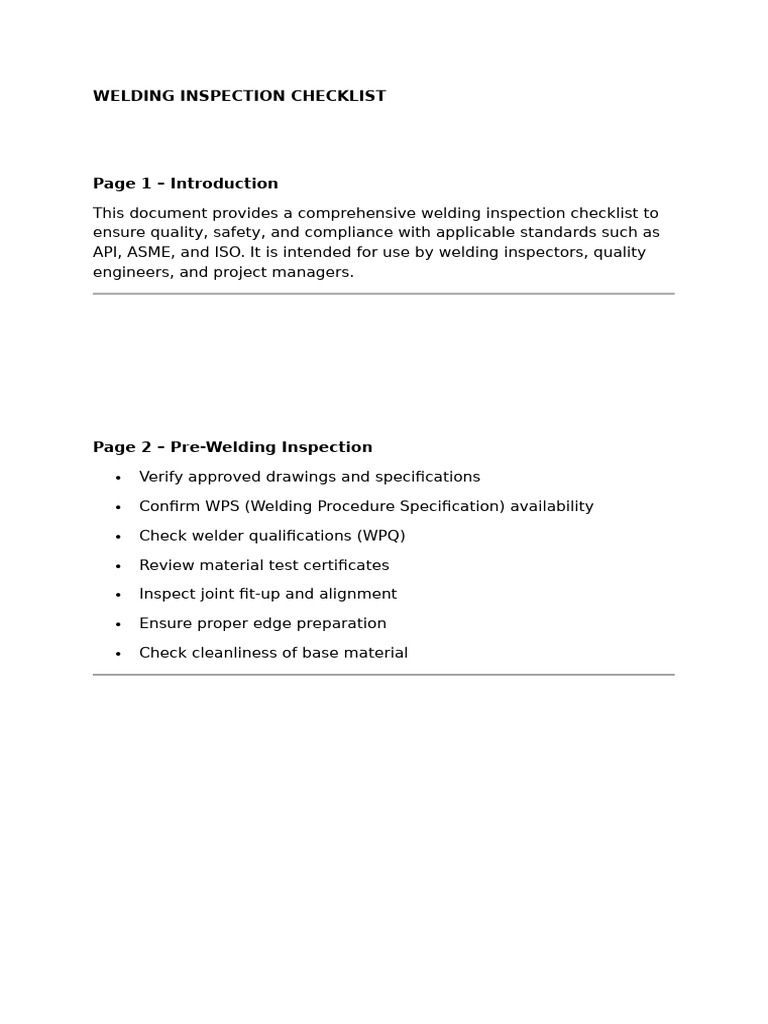 Welding Inspection Checklist | PDF