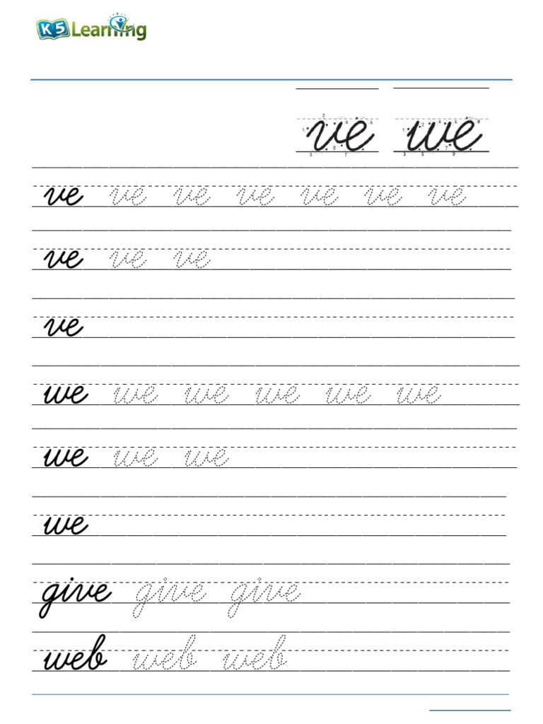 Cursive Letter Joins Ve We | PDF
