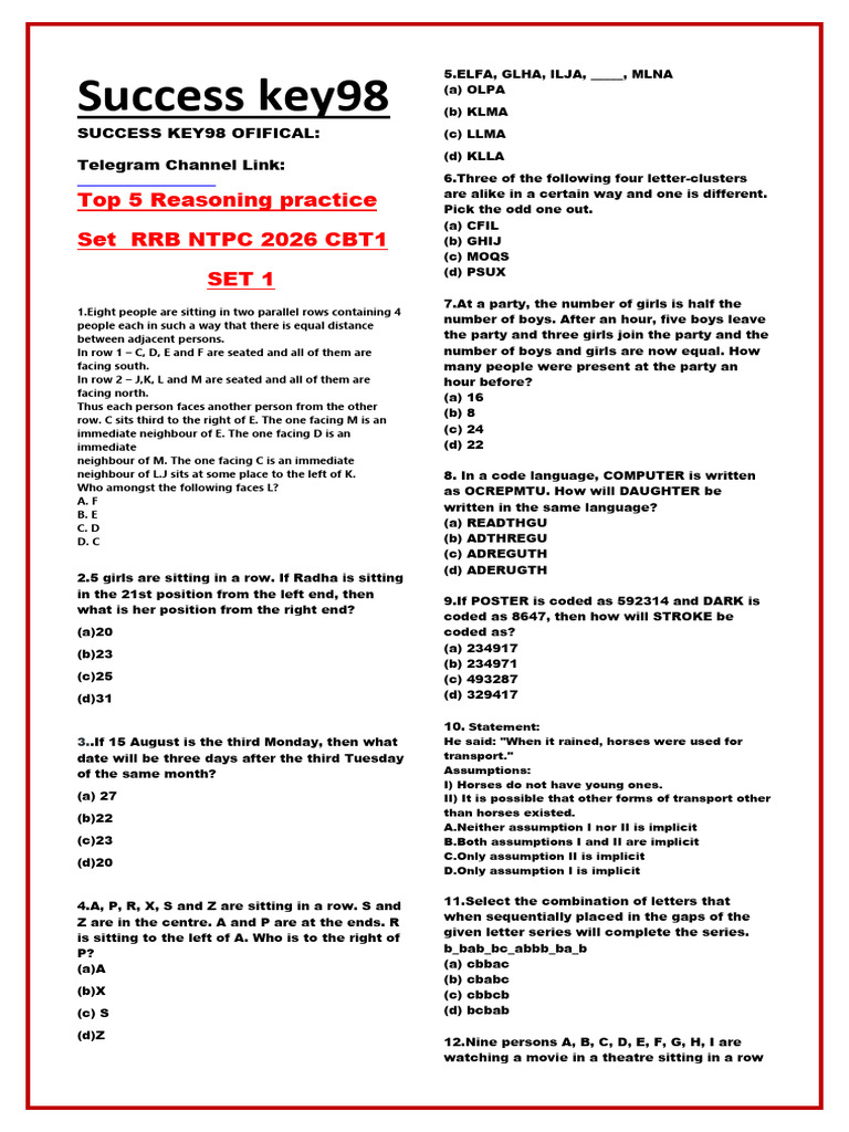 Top 5 Reasoning Set for 2026 | PDF