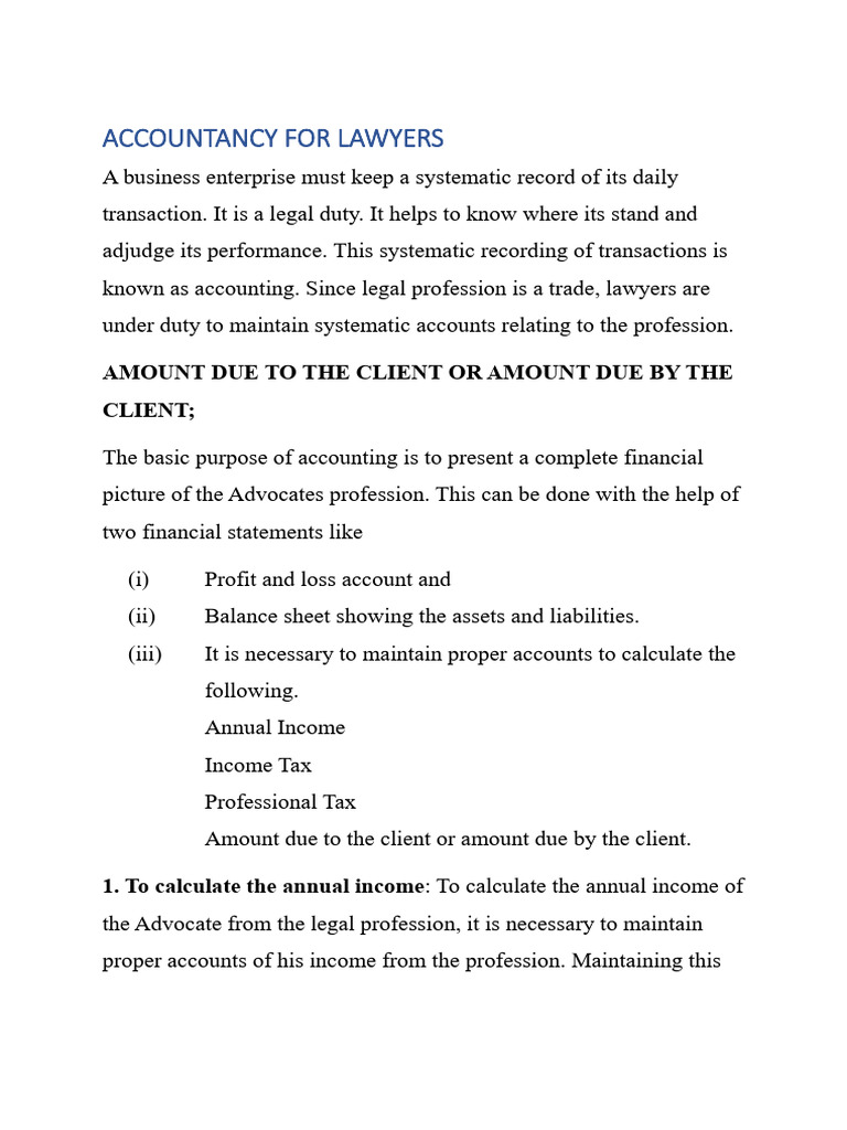 ACCOUNTANCY FOR LAWYERS | PDF
