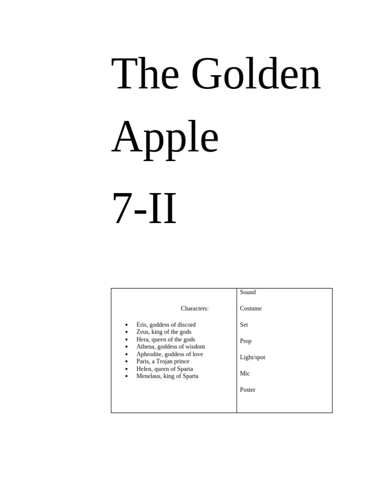 The Golden Apple year 7 script | PDF