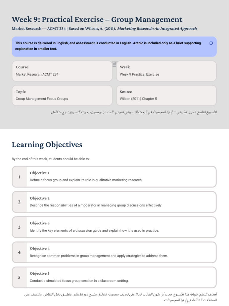 Week 9 Practical Exercise Group Management | PDF | Focus Group ...