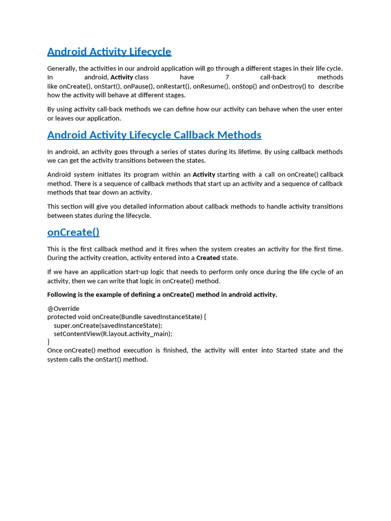 Android Activity Lifecycle | PDF