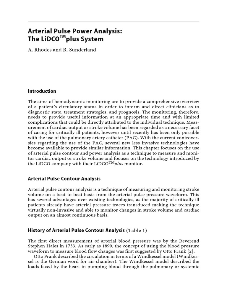 Arterial Pulse Power Analysis | PDF
