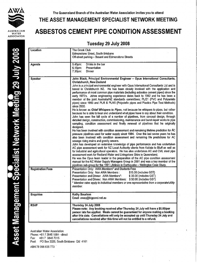 Asbestos Cement Pipe Conditional Assessment | PDF