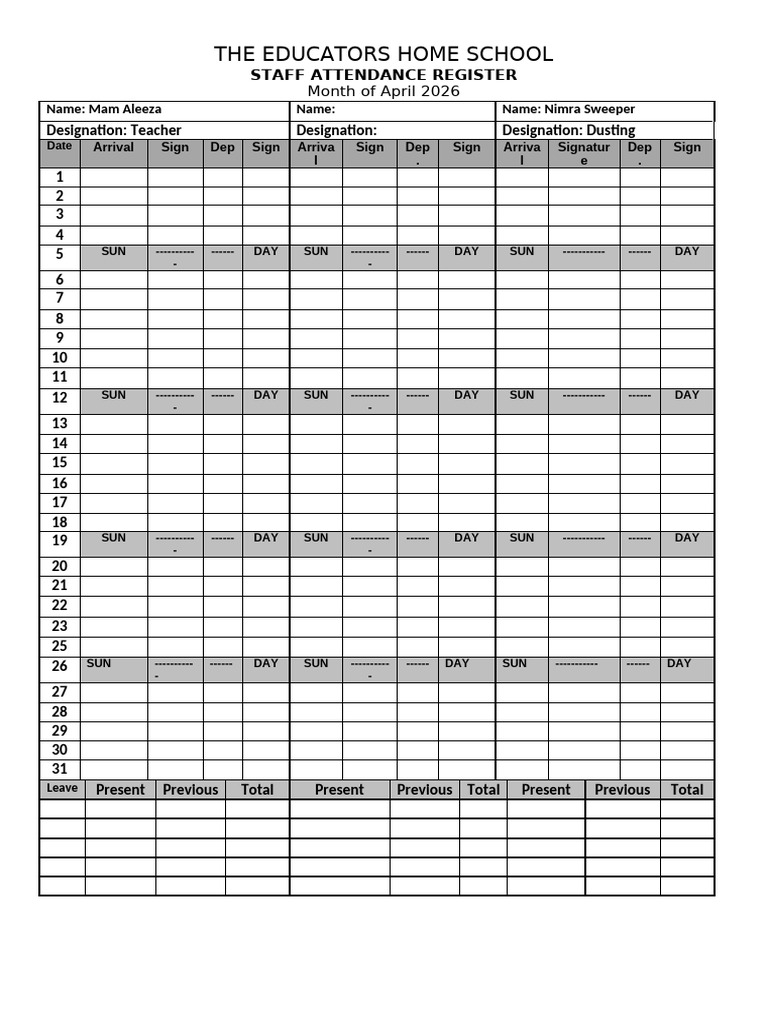 school-staff-attendance-register-2026-27-pdf