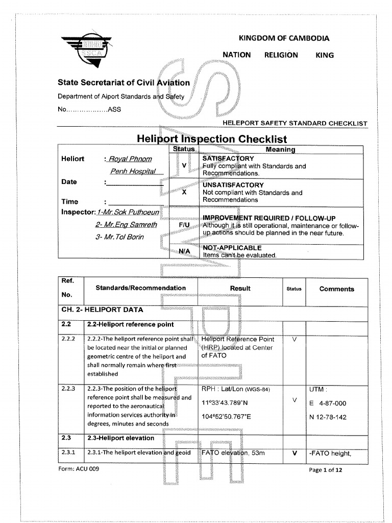 Helipot Inspection Checklist | PDF