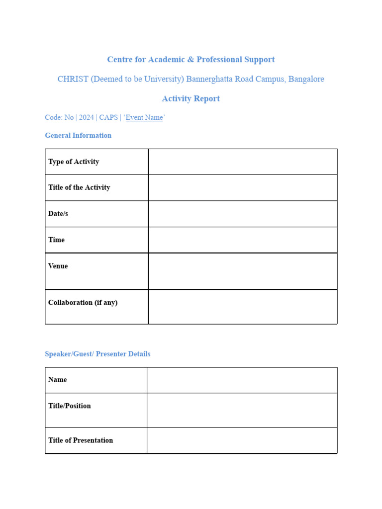 Activity Report Template.docx | PDF