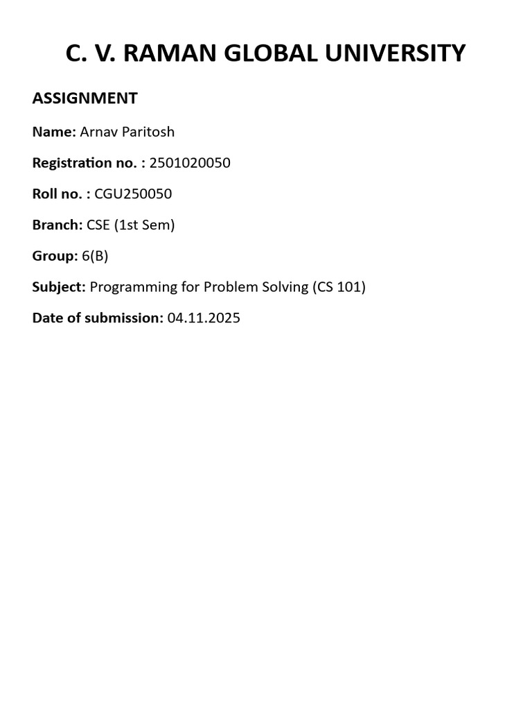 Arnav Paritosh2501020050 PPS Assignment | PDF