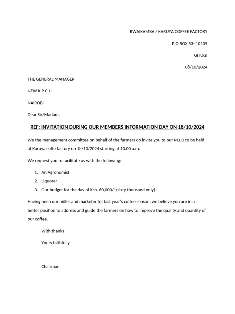 Rwaikamba Karuya Factory Meeting Invitation | PDF