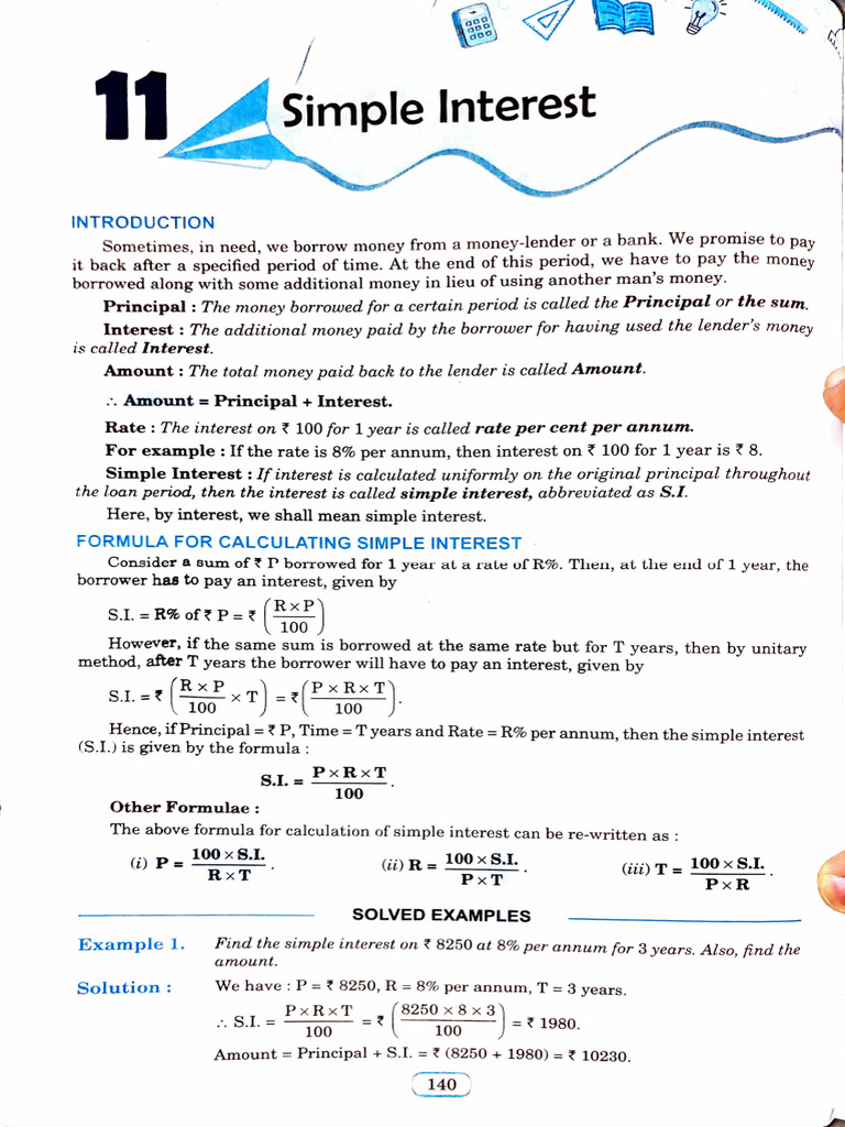 CH 11 SIMPLE INTREST ( MATHS ) | PDF