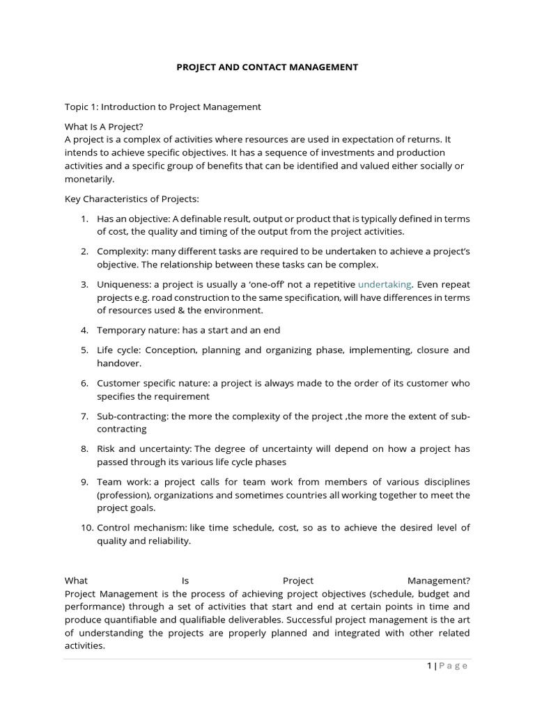 PROJECT AND CONTRACT MANAGEMENT | PDF