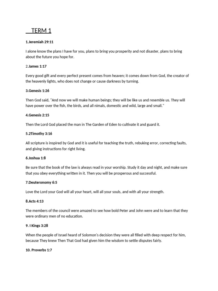 2026 Grade 5 Memory Verses | PDF