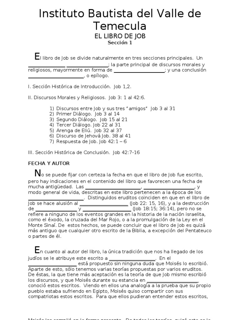 Análisis del Libro de Job en la Biblia | PDF | Libro de trabajo | Moisés