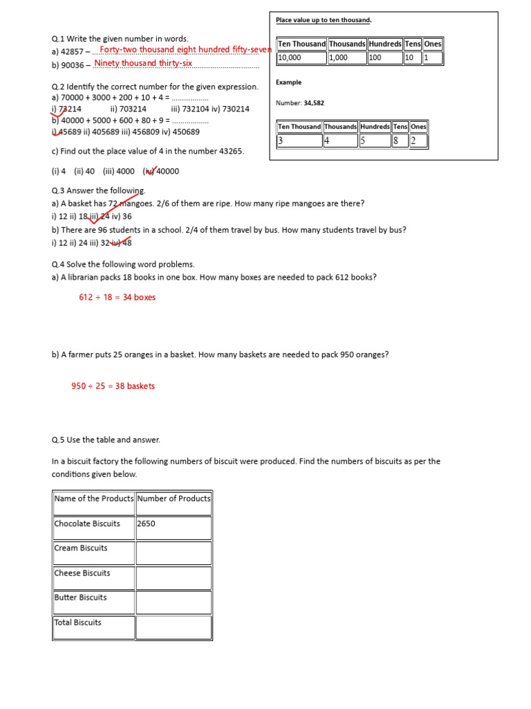 Class 4 math pratice | PDF