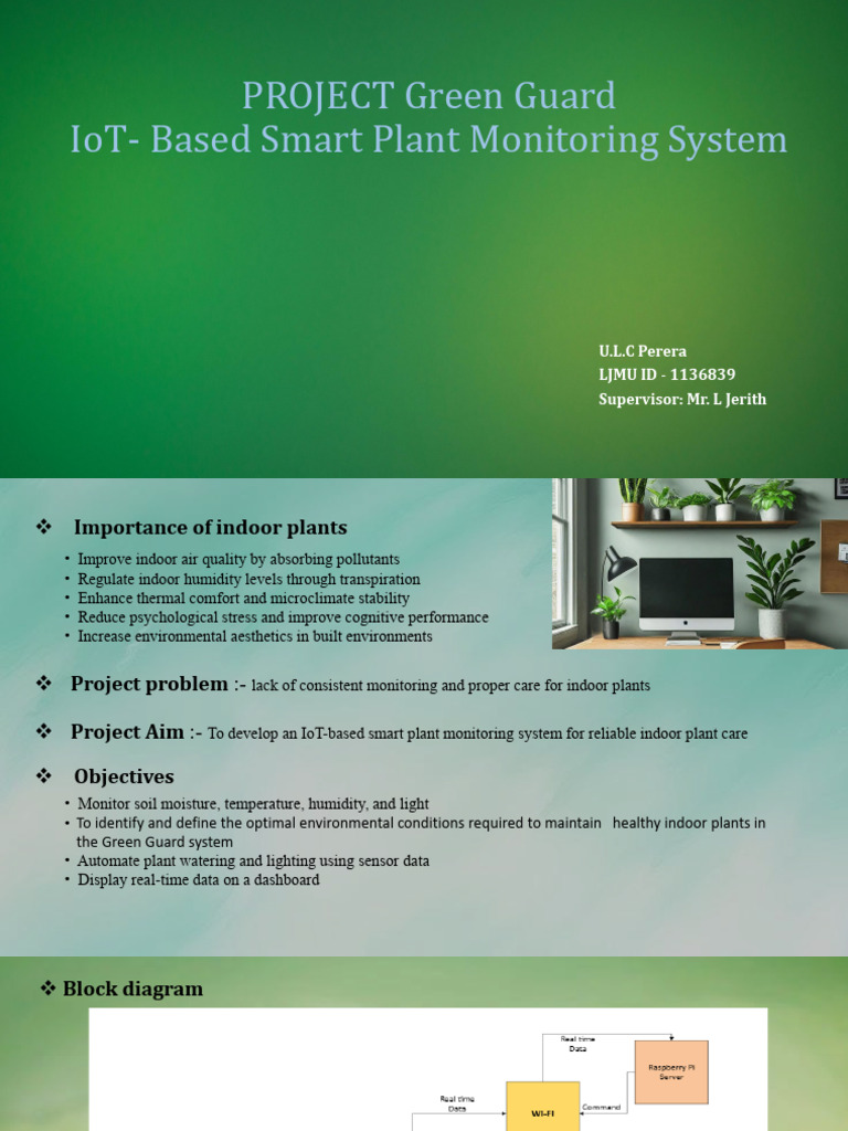 IoT Based Smart Plant Monitoring System Presentation | PDF | Internet ...