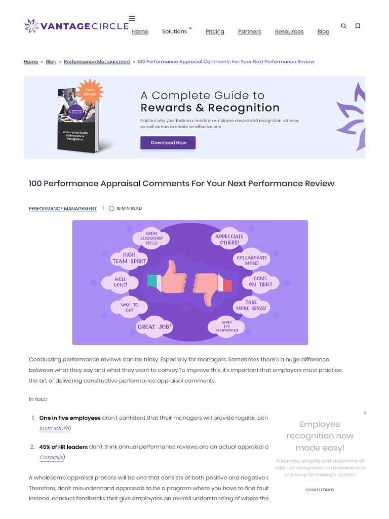 100 Performance Appraisal Comments for Your Next Performance Review | PDF