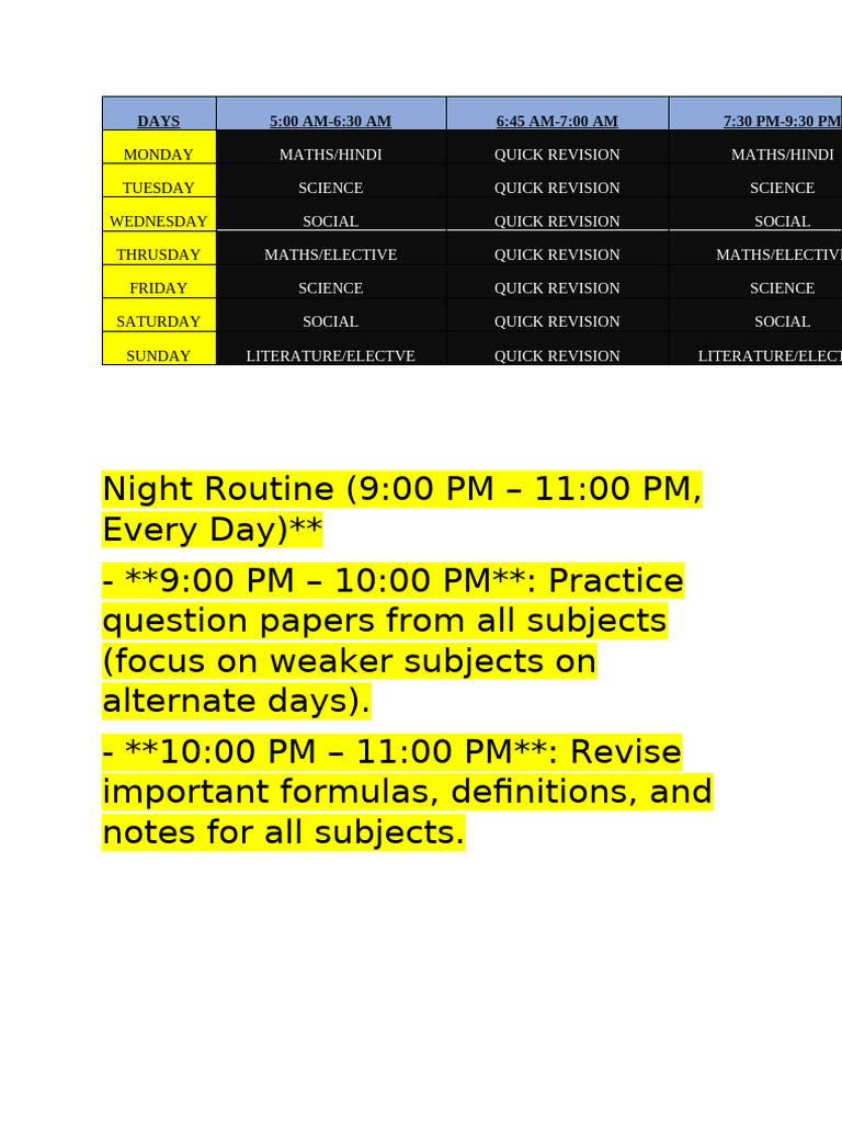 Time Table | PDF
