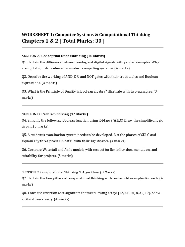 Worksheet 1 | PDF