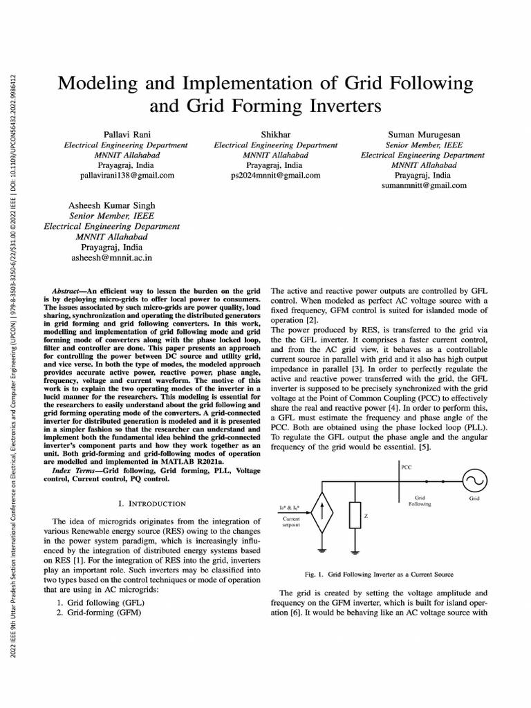 Modeling and Implementation of Grid Following and Grid Forming ...