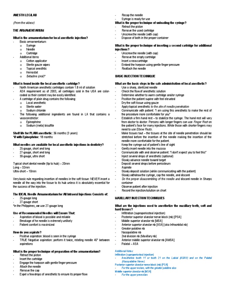 AnesthLab (Local Anesthesia) Anesthesia Injection (Medicine)
