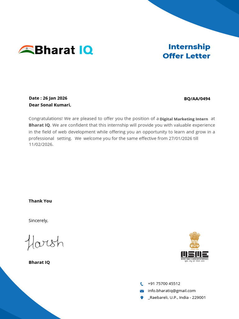 Internship Offer Letter (1) | PDF