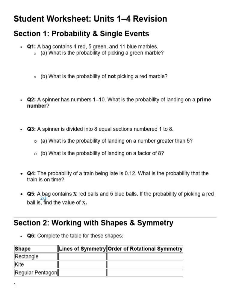 Student Worksheet | PDF