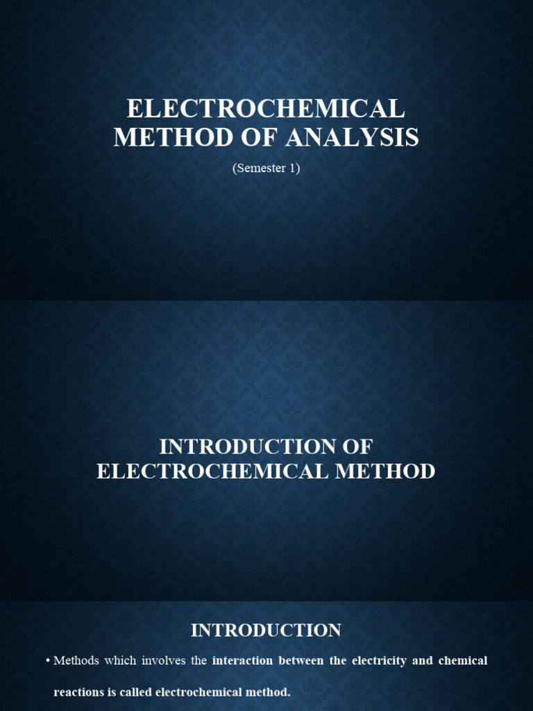 Electrochemical Method of Analysis | PDF | Titration | Chemistry