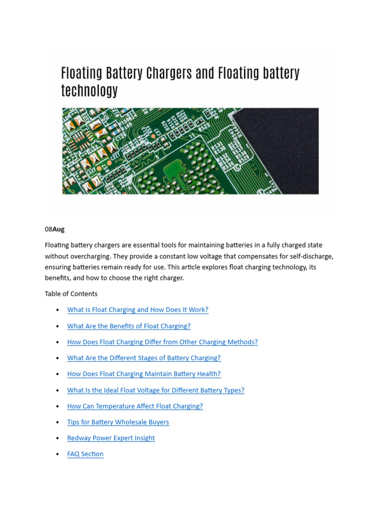 Floating Battery Charger | PDF | Battery Charger | Electric Power