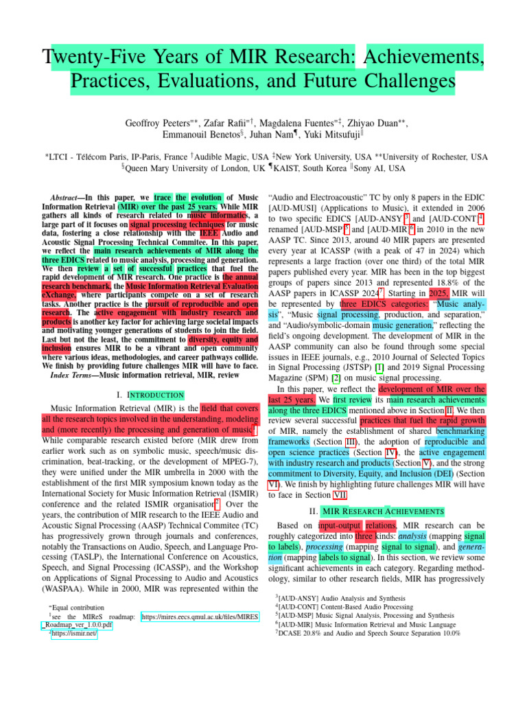 25 Years of MIR | PDF | Deep Learning | Artificial Intelligence