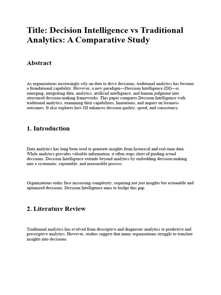 Decision Intelligence vs Traditional Analytics | PDF | Analytics ...