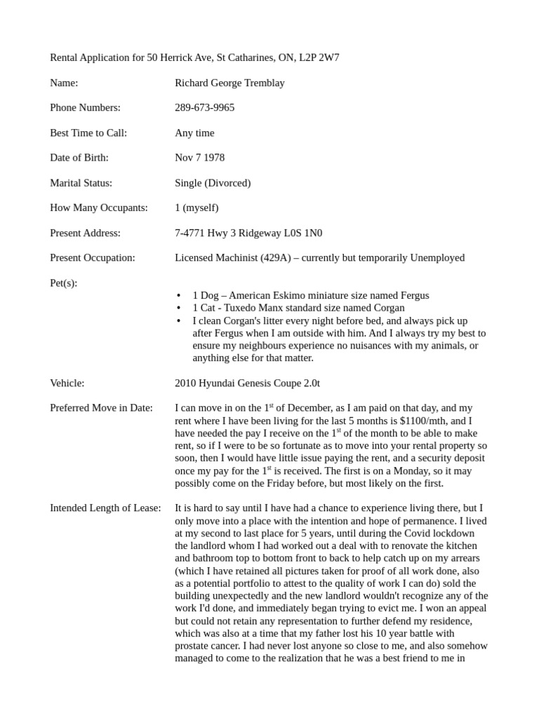 Rental Application | PDF